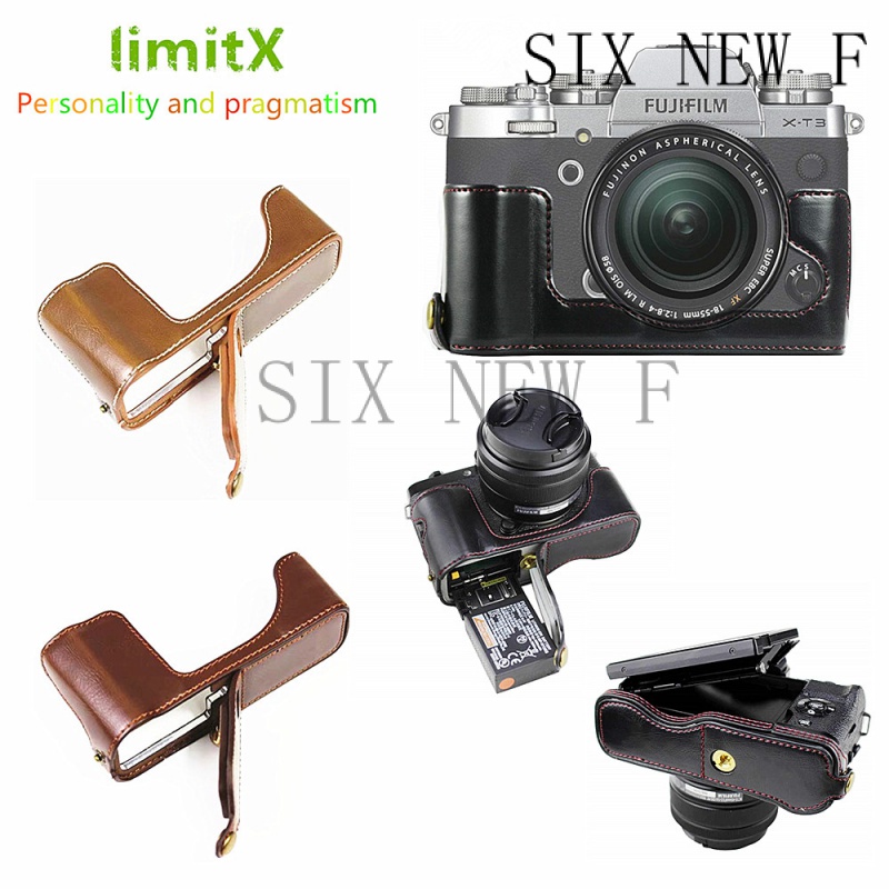 【SIX NEW F】Retro Pu Leather Camera Bag Half Body Case For Fujifilm