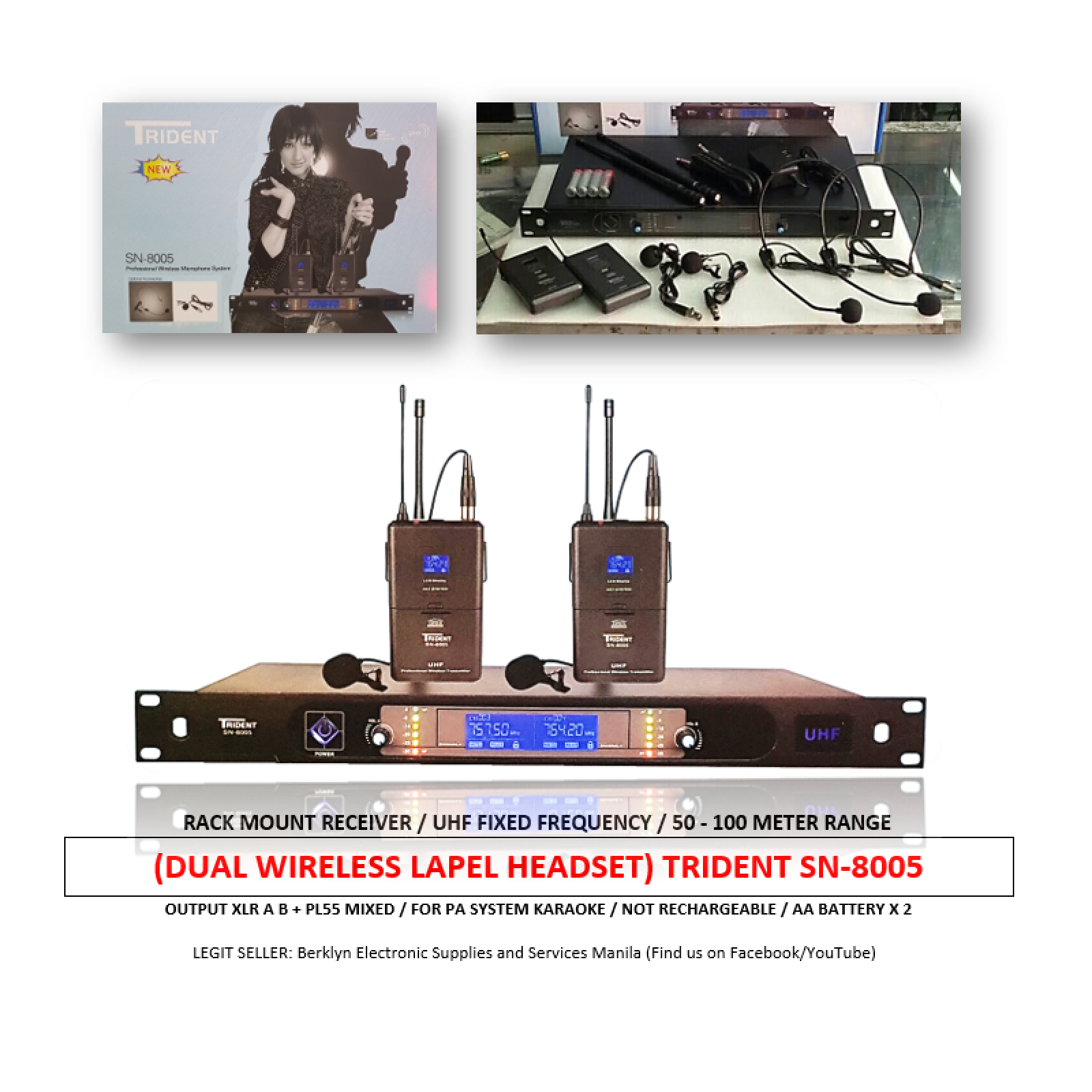 TRIDENT SN8005 / UHF / Professional Dual Wireless Lapel & Headset