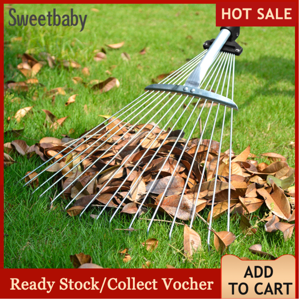 Hot Sale New Arrival Garden Telescopic Rake Adjustable Folding Grass Leaves Rake Garden Cleaning Tool Lazada Ph