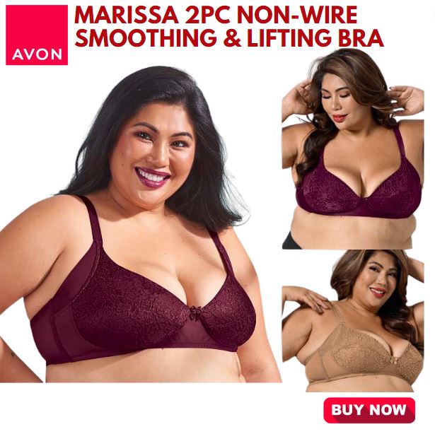Avon Official Store MARISSA 2pc Non-Wire Smoothing & Lifting Plus Size Bra  for woman Our New Korean Style Seamless Push-Up - High Quality 3 Hook  Adjustable high quality fashionable elegant elastic hand