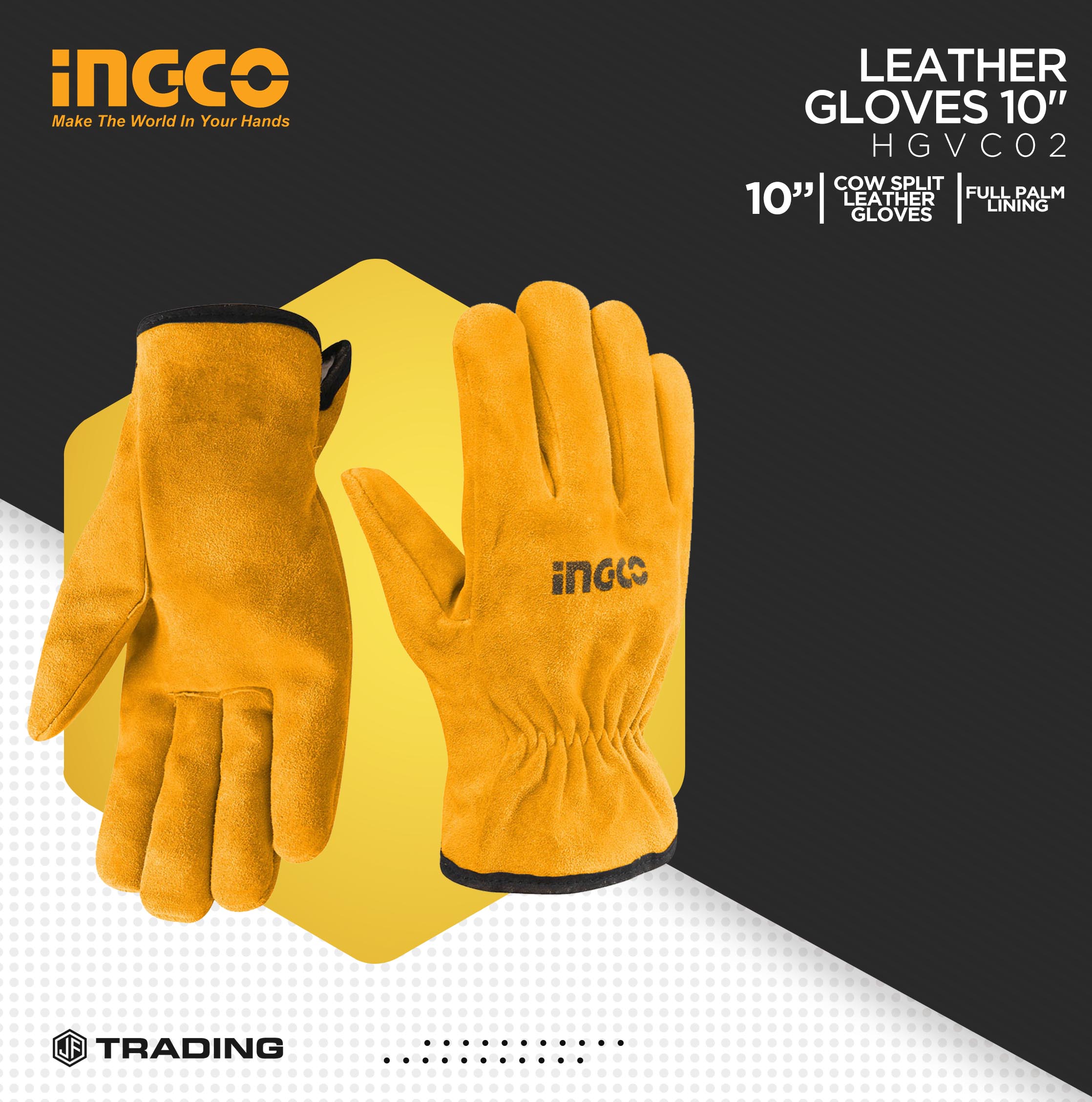 INGCO Leather Gloves 10" HGVC02 Lazada PH