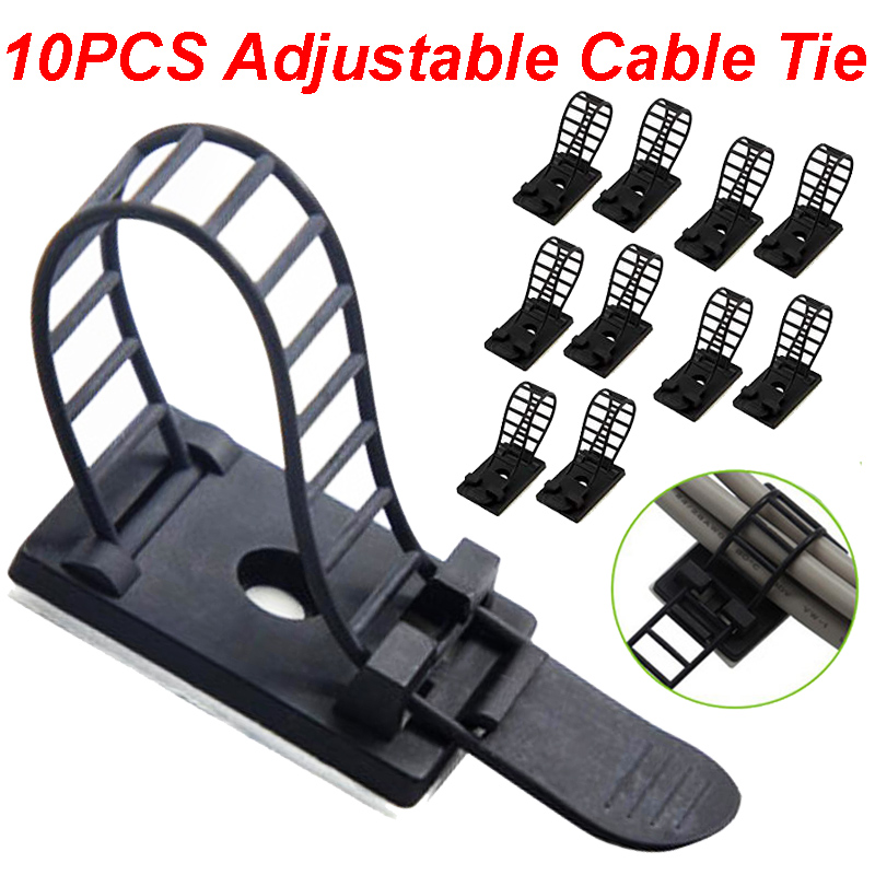 10PCS Adjustable Cable Tie Bases Mount Wire Removable Self Adhesive