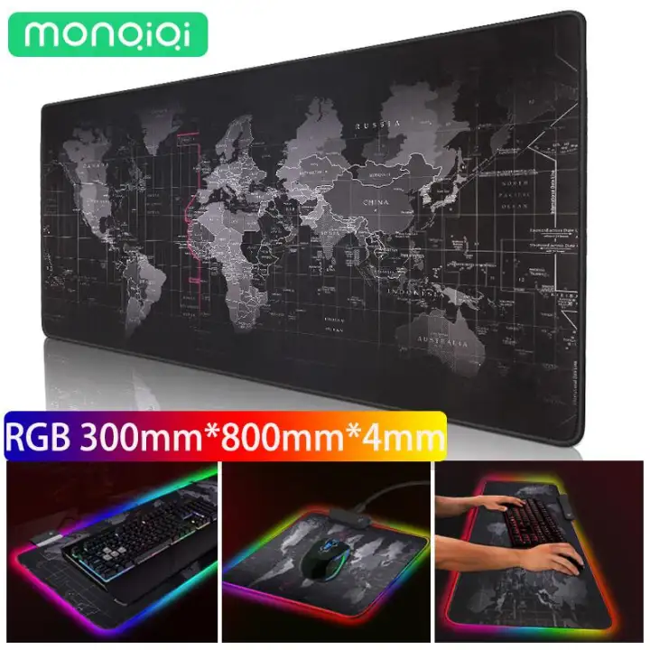 Monqiqi Gaming Mouse Pad Rgb Large Keyboard Pad Gamer Big Mouse