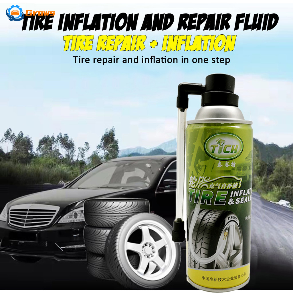 Grows Tire Automatic Inflatable Tire Repair Fluid 450ml 1 Minute Tire
