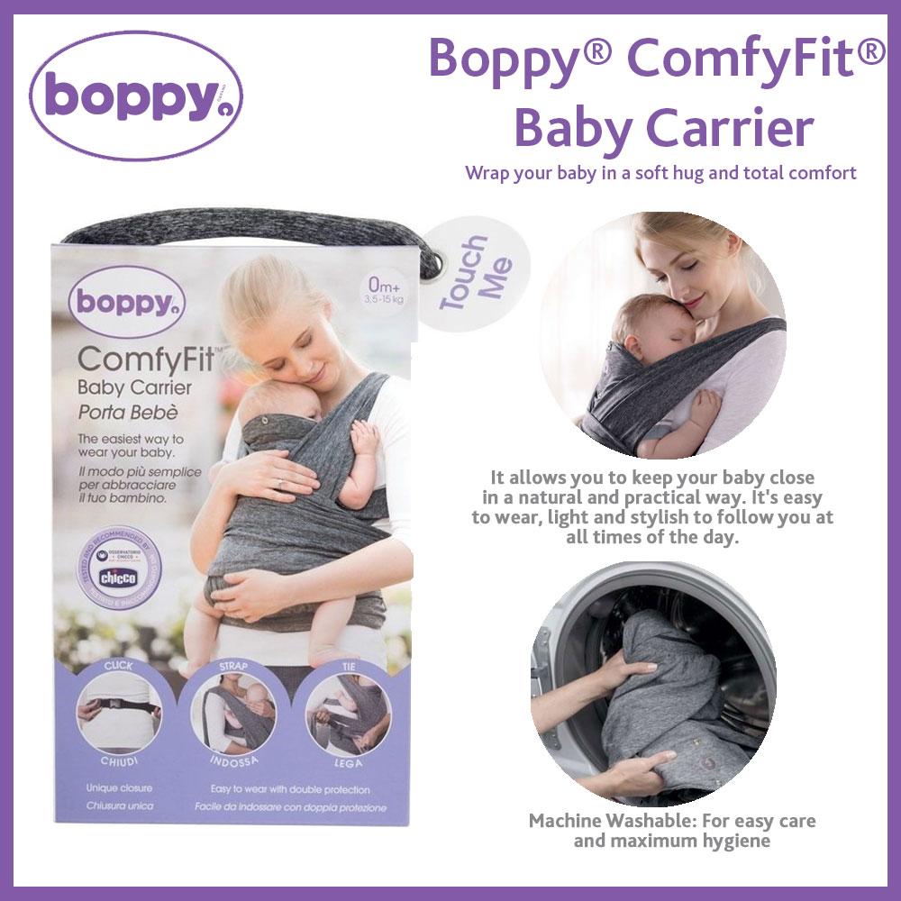 boppy comfyfit baby carrier grey