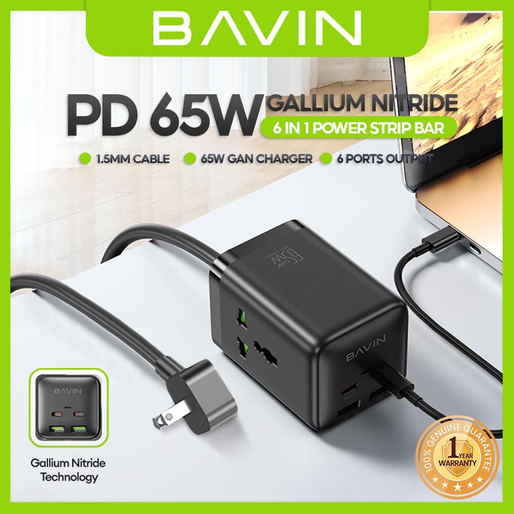 BAVIN PC2026 65W Desktop Power Strip Wall Charger GaN PD Extension