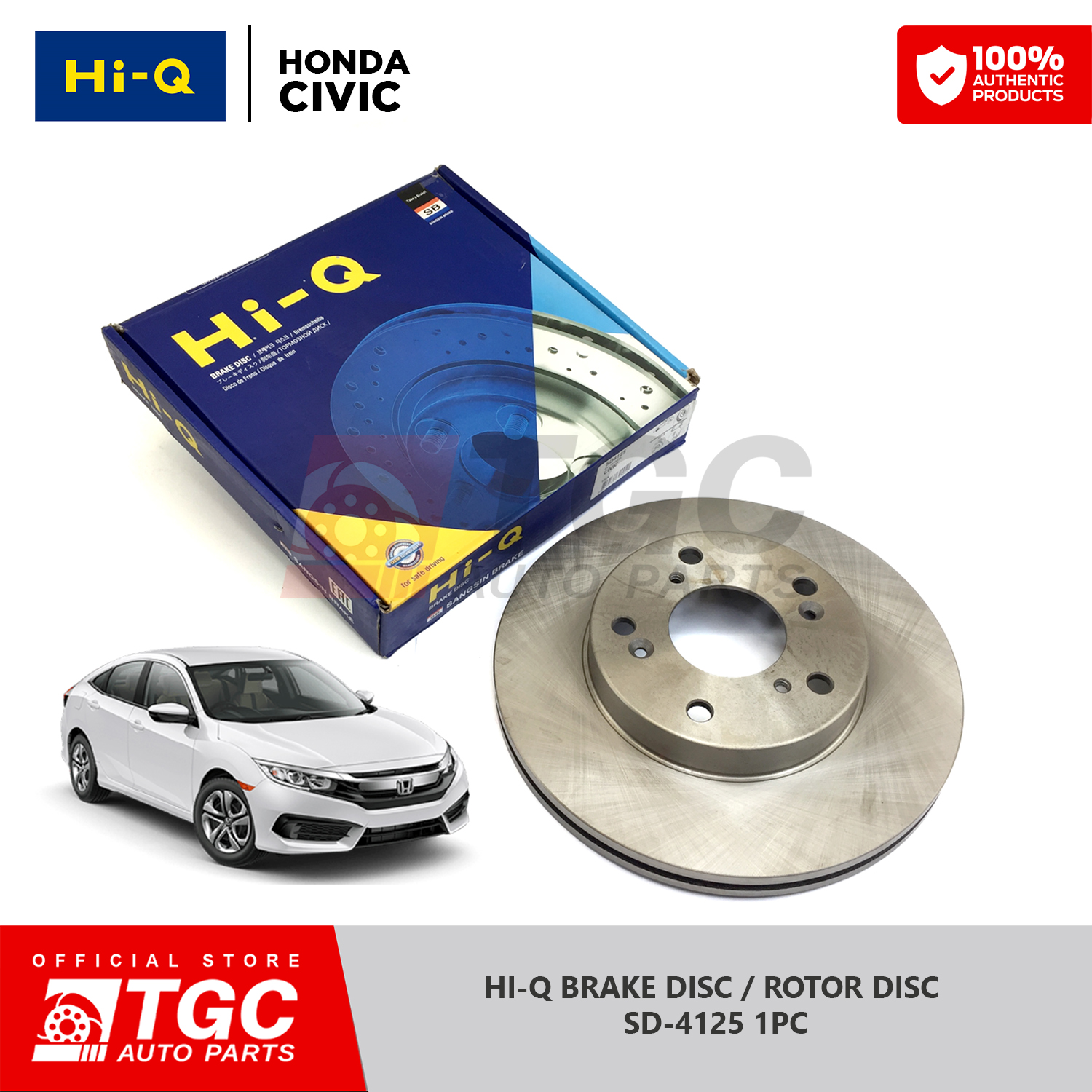 HiQ Brake Disc / Rotor Disc HONDA CIVIC FD 2006 2012 SD4125 1pc