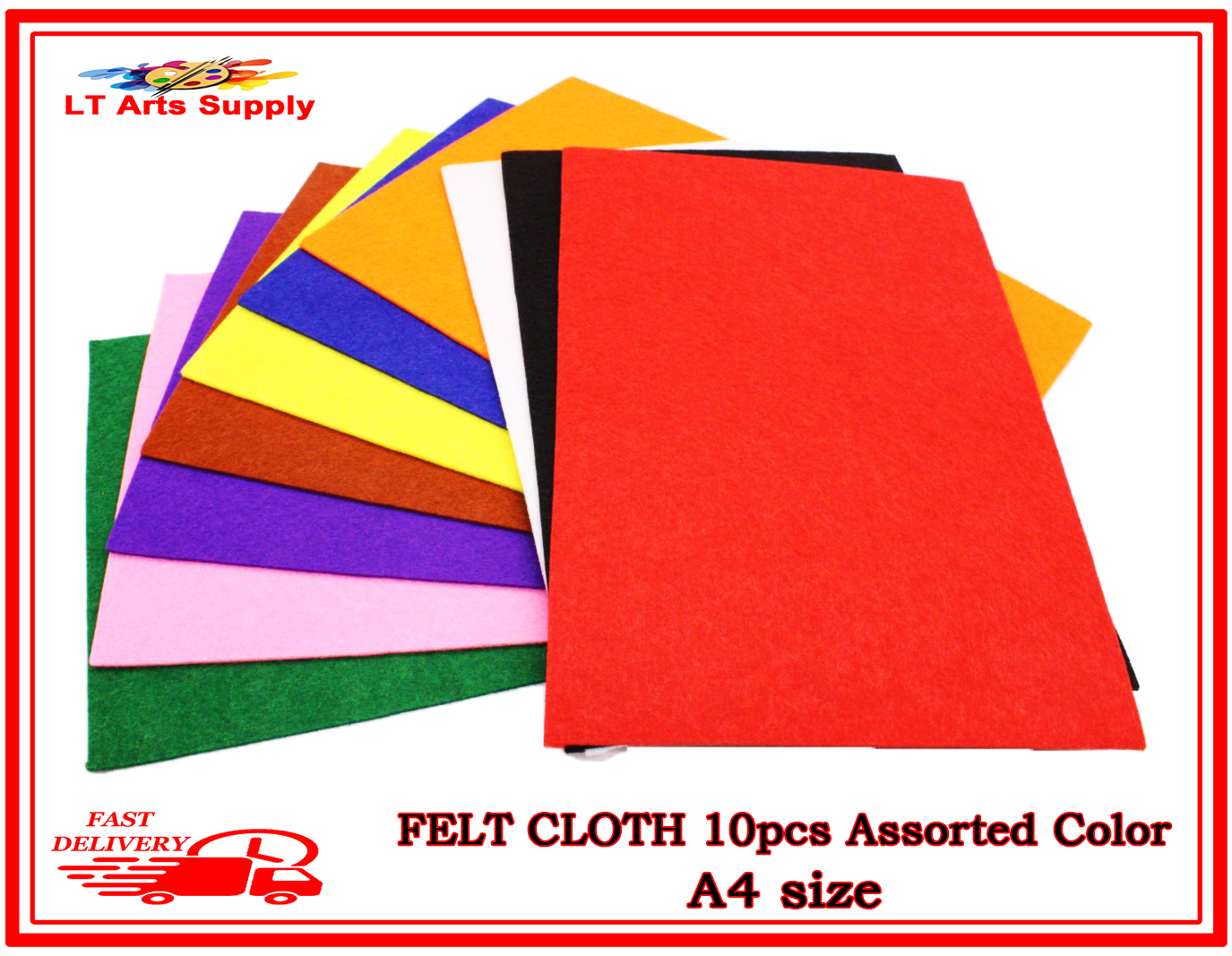 Felt Paper Assorted Colors 10 pcs