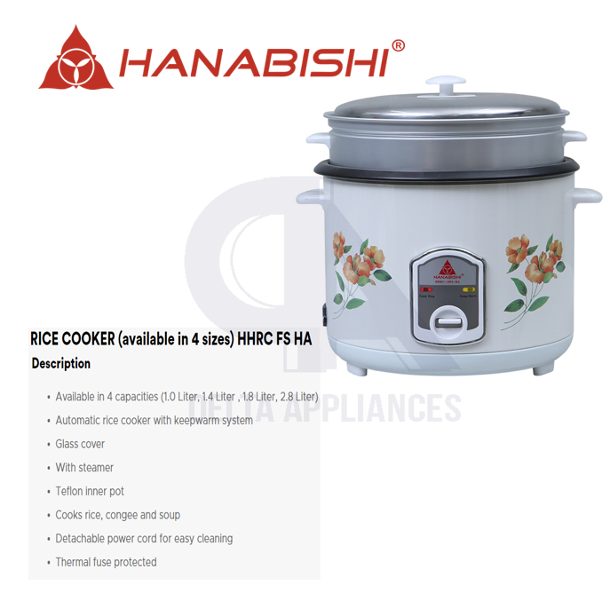 Hanabishi Rice Cooker (available in different sizes) HHRCFS