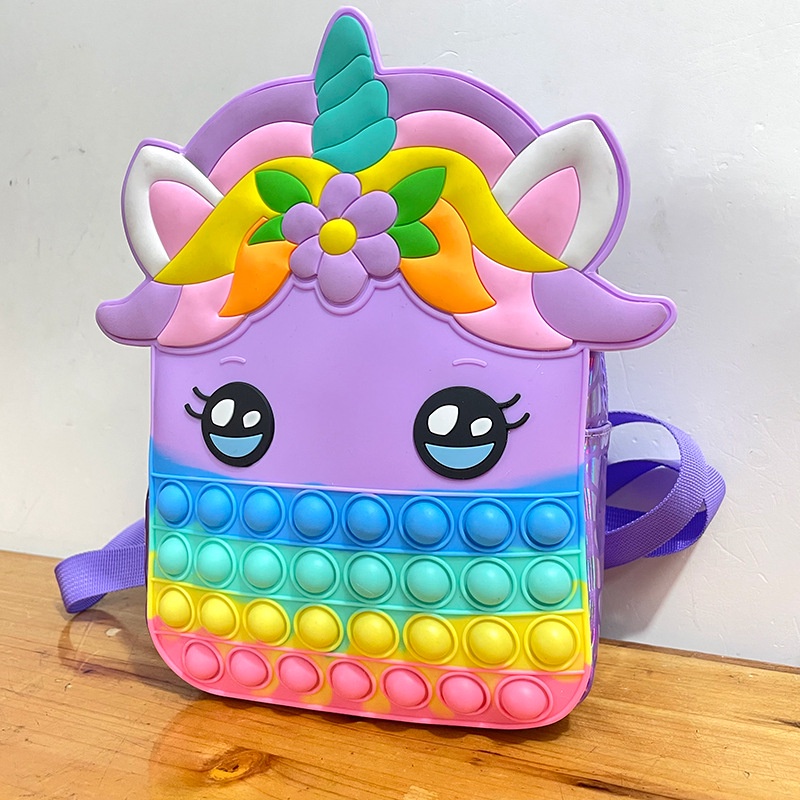 Pop It Fidget Toy Large Unicorn Backpack for Girls Unicorn Purse Bag
