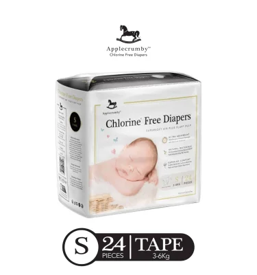 Applecrumby Chlorine-free Small Tape Baby Diapers (3-6 kg) 24pcs x 1 pack