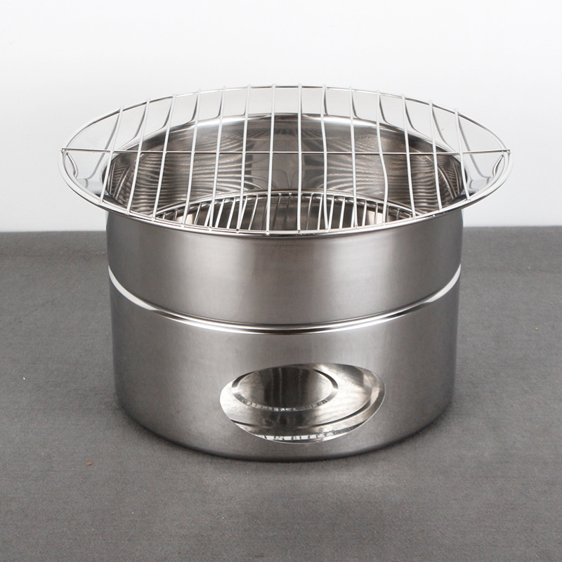 Japanese Style Stainless Steel Barbecue Grill Pan Circular Charcoal BBQ