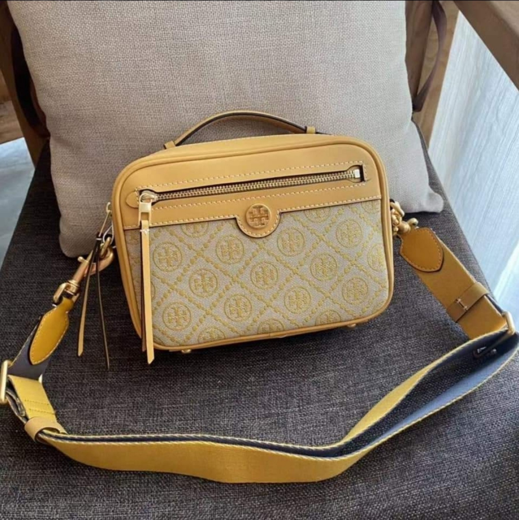 .Y . 79356 T Monogram in Goldfinch Woven Jacquard with Fine  Leather Trim Zip Camera Bag - Women's Crossbody Bag with Removable Strap |  Lazada PH