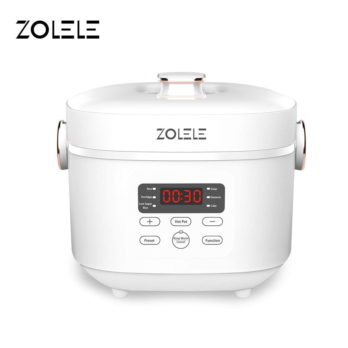 ZOLELE 3L MultiFunction Low Sugar Rice Cooker Non Stick
