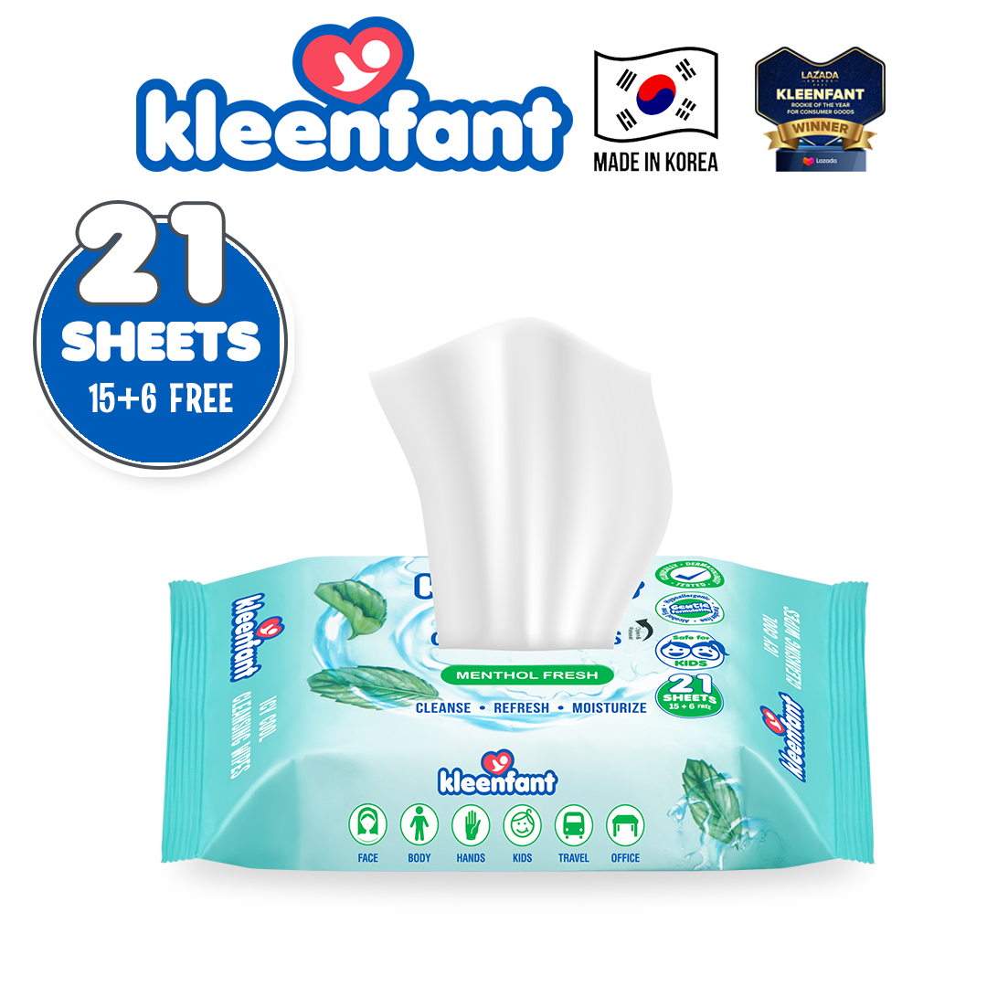 Kleenfant Menthol Fresh Icy Cool Cleansing Wipes 21 Sheets Pack of 1 ...