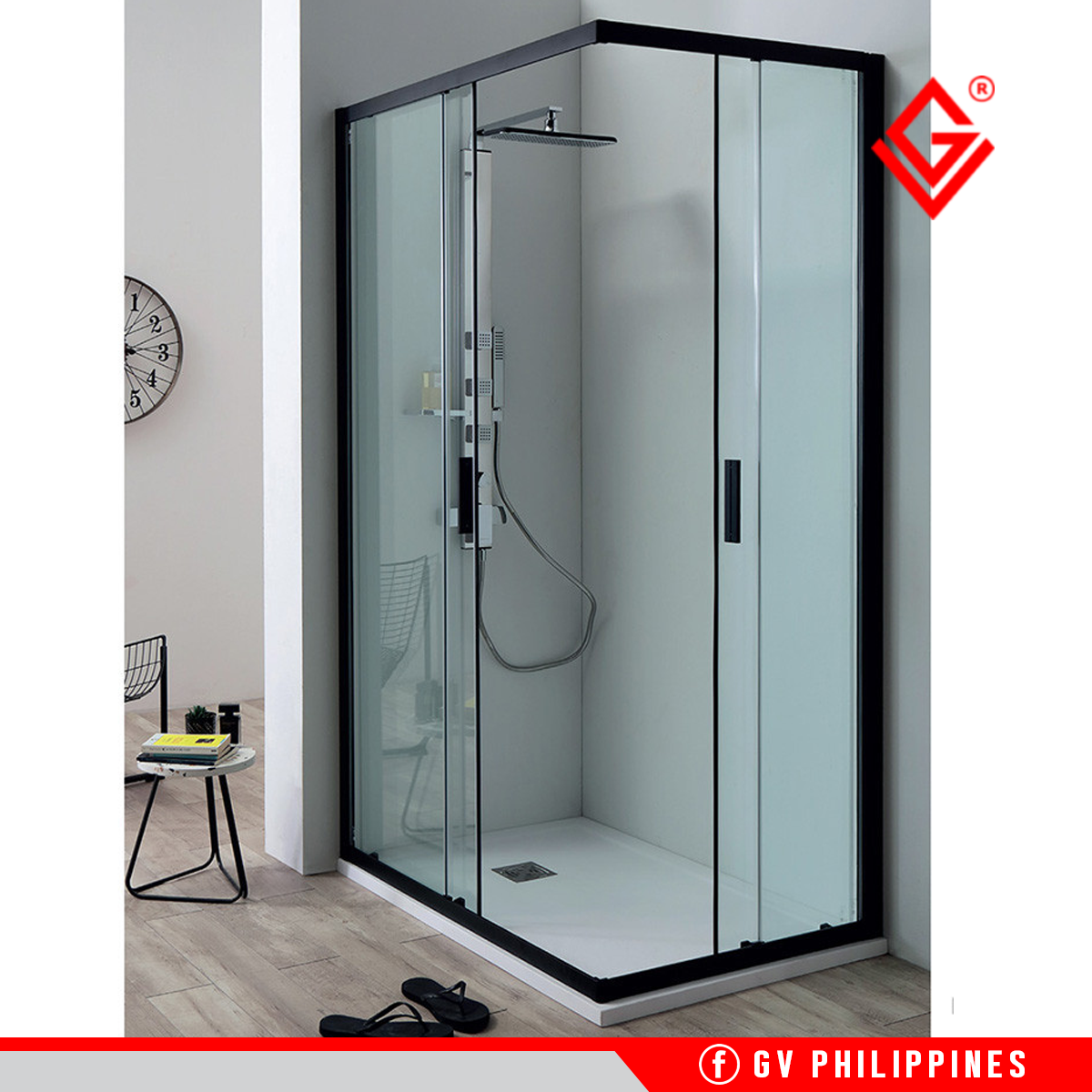 GV ENC129B Matte Black Corner Shower Enclosure 90x120x185 Lazada PH