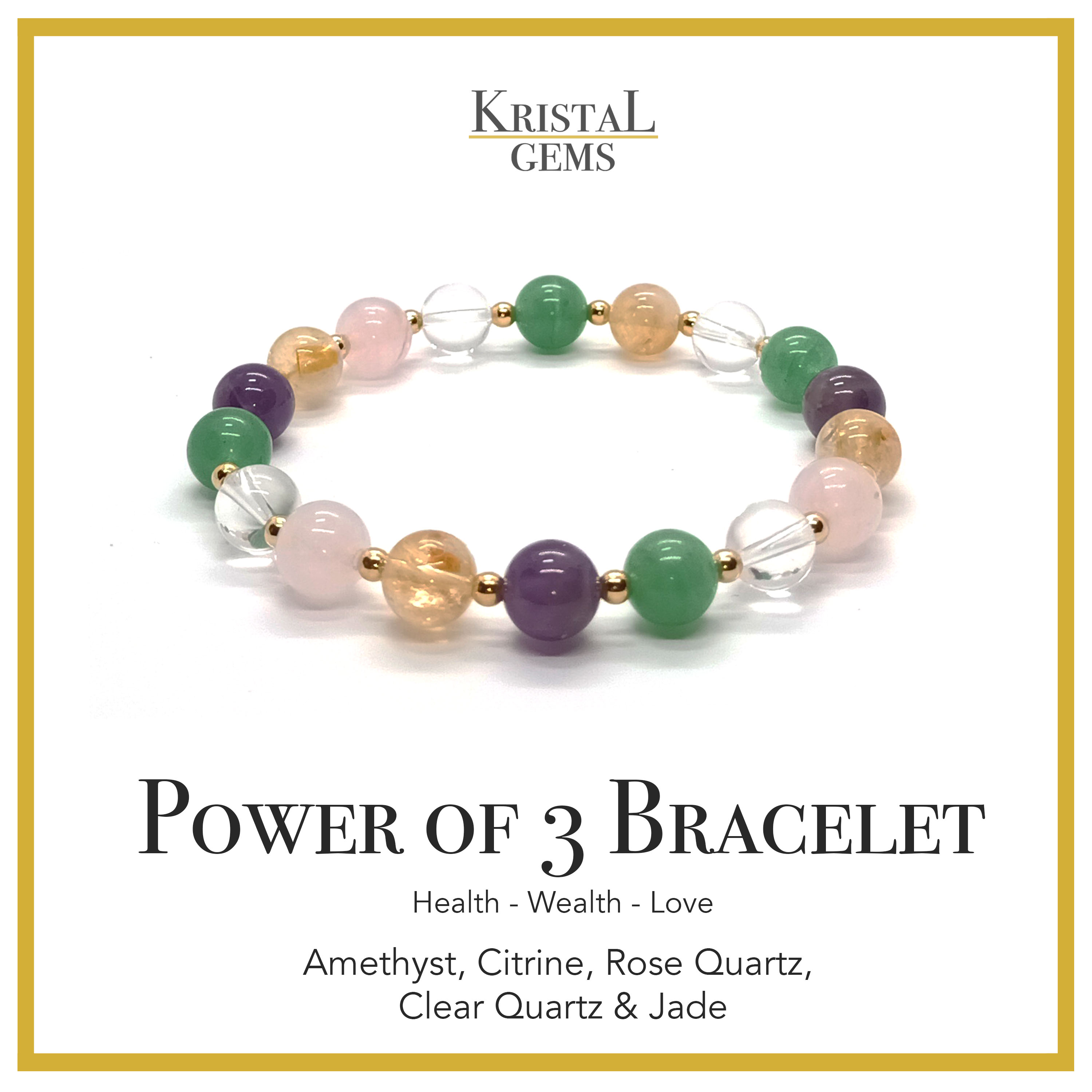 Power of Bracelet Amethyst, Citrine, Rose Quartz, Clear Quartz