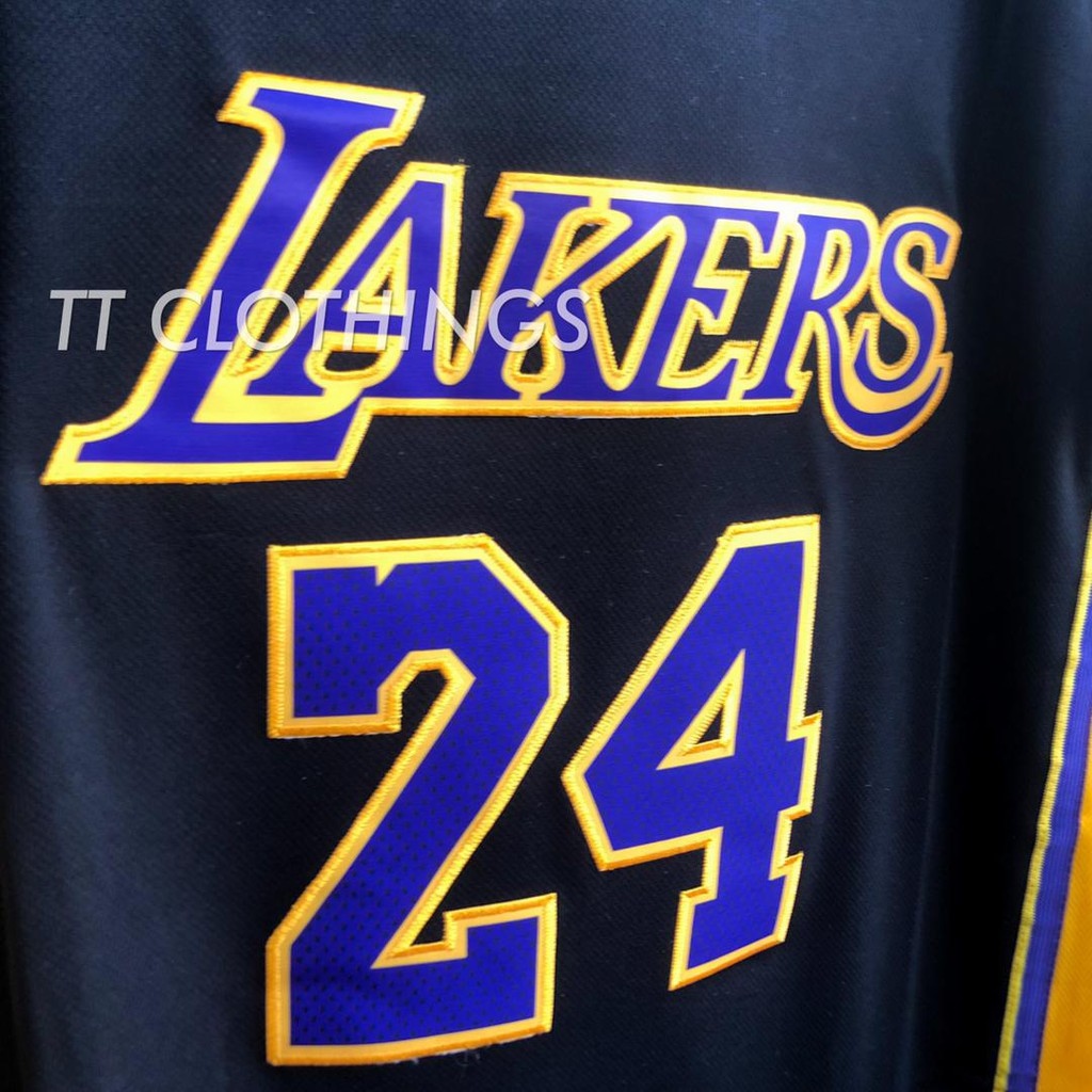 SALES RAYA!!] Kobe Bryant #24 Lakers Black Retro Sleeve NBA