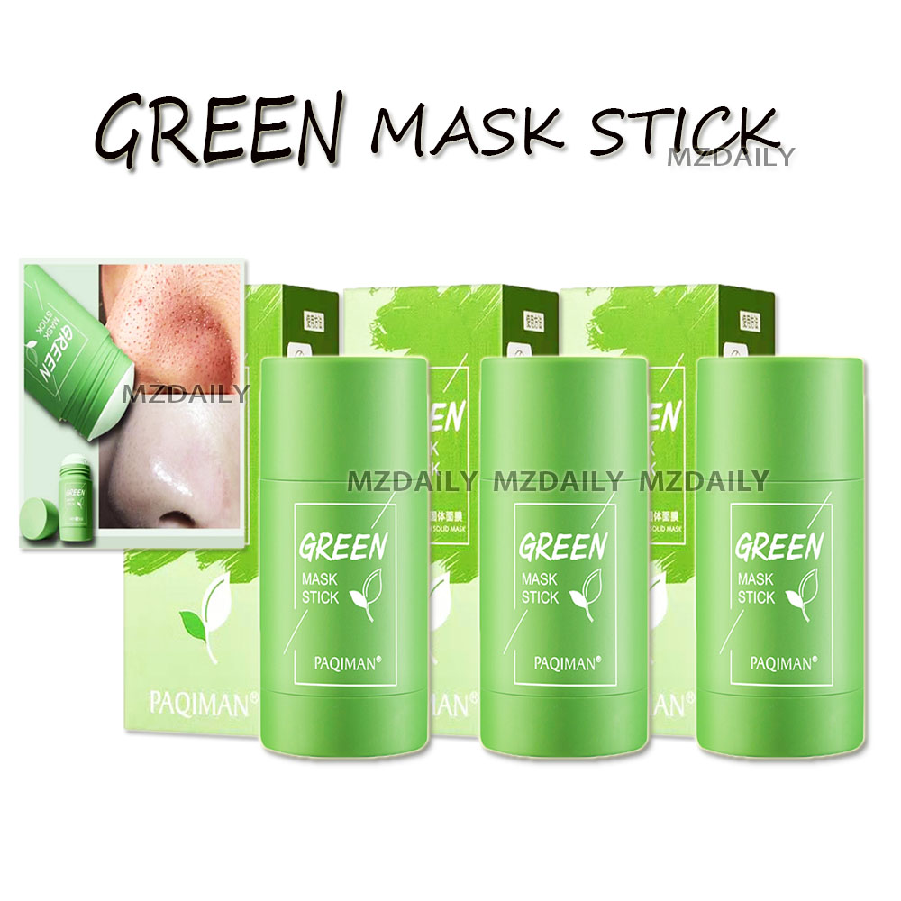 Set of 3 ) Green Tea Purifying Clay Stick Mask Oil Control Solid Mask