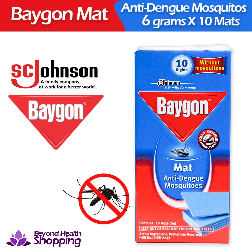 Baygon Mat Anti Dengue Mosquitoes 6 grams X 10 Mats Refill Beyond