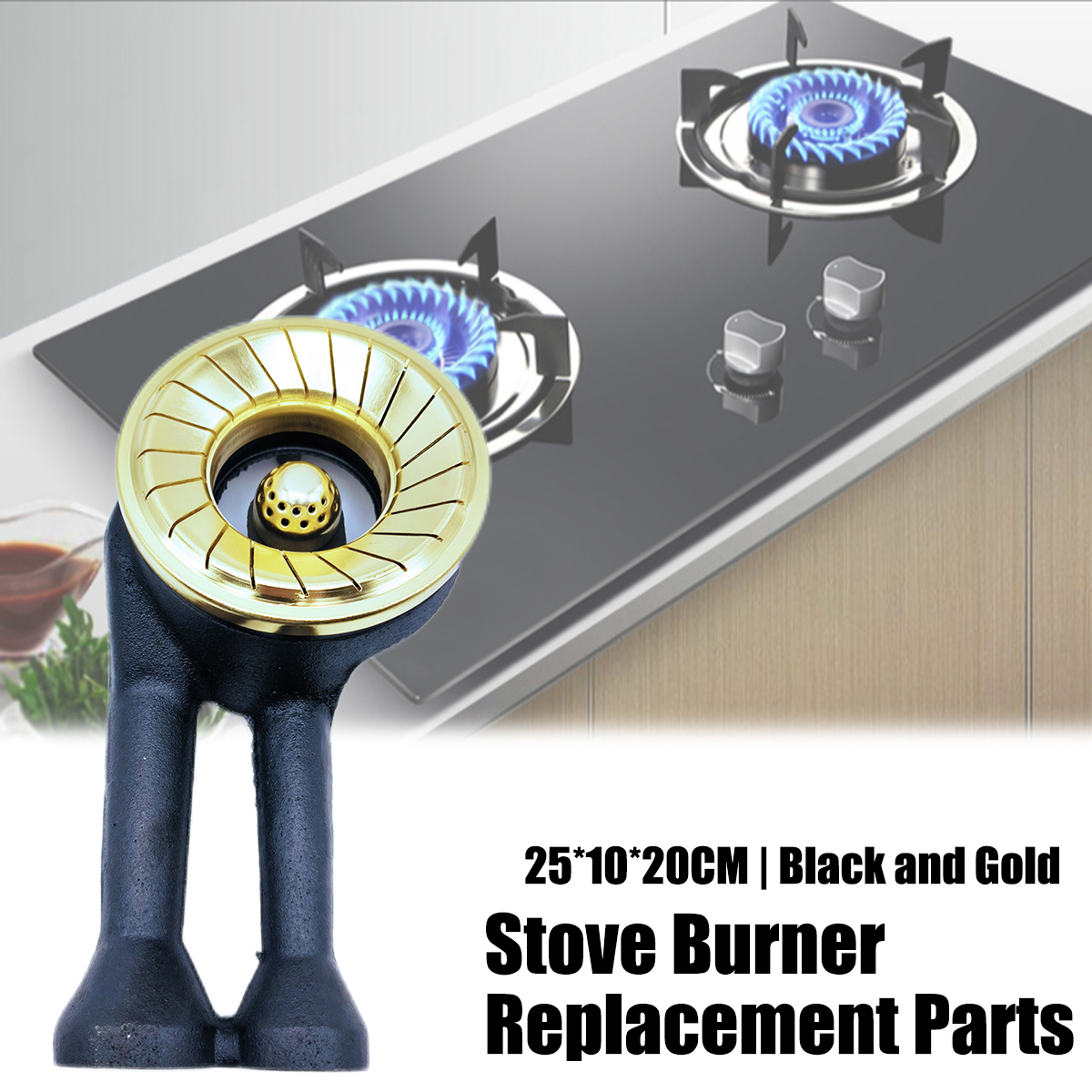ToolRabbit Gas stove Burner Glass Top Black and Gold General Replacement  Parts Manila Stock 25*10*20CM | Lazada PH