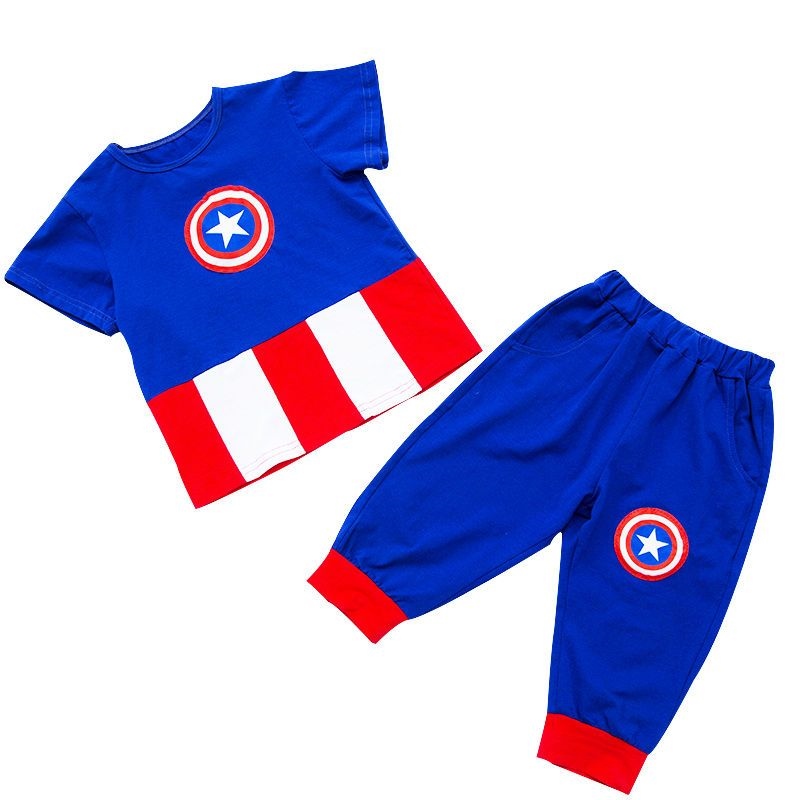 【ready】🌈 Children's Blue Superman Clothes Children's Day Catwalk 