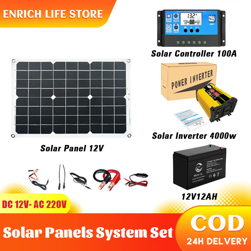 【Solar Panel with inverter battery complete set】 4000W inverter 12v to ...