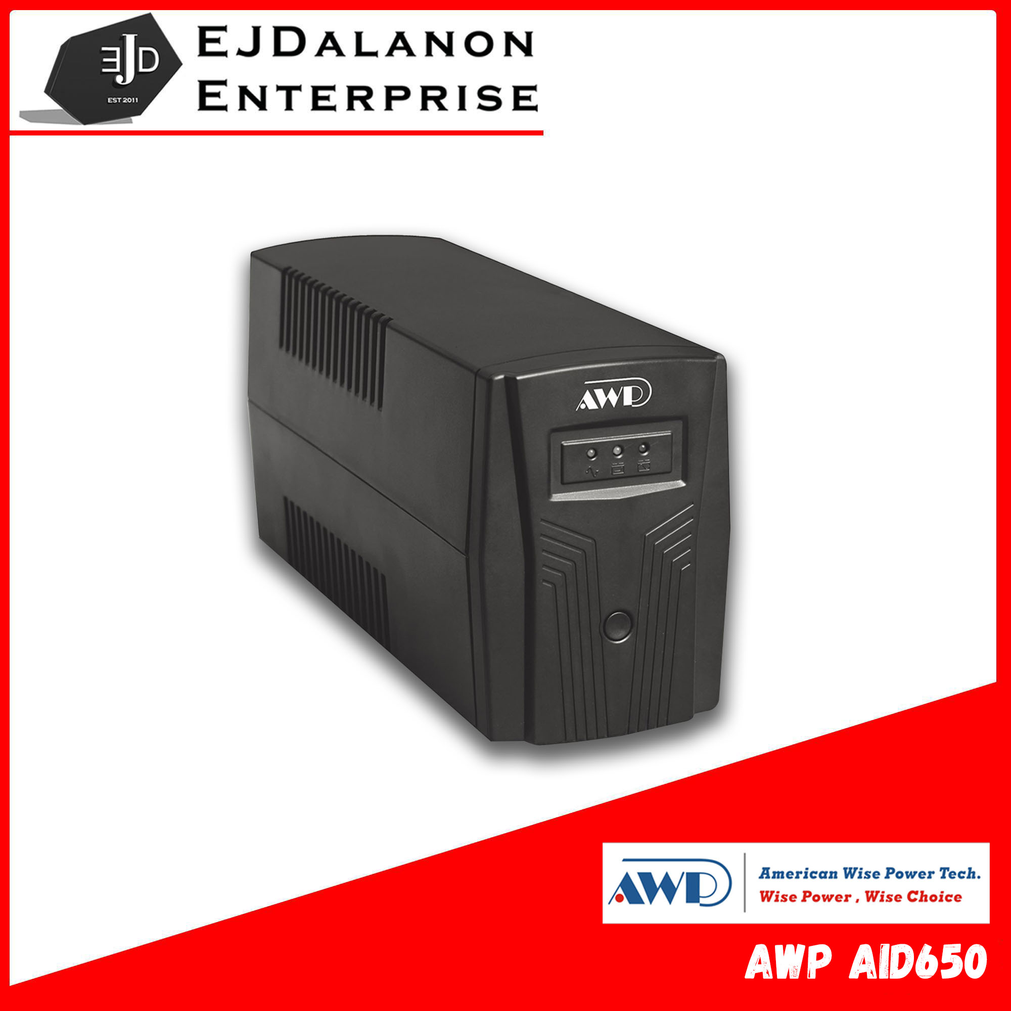 AWP AID650 Aide 390W 650VA UPS With AVR Uninterruptible Power Supply 4 Sockets UPS