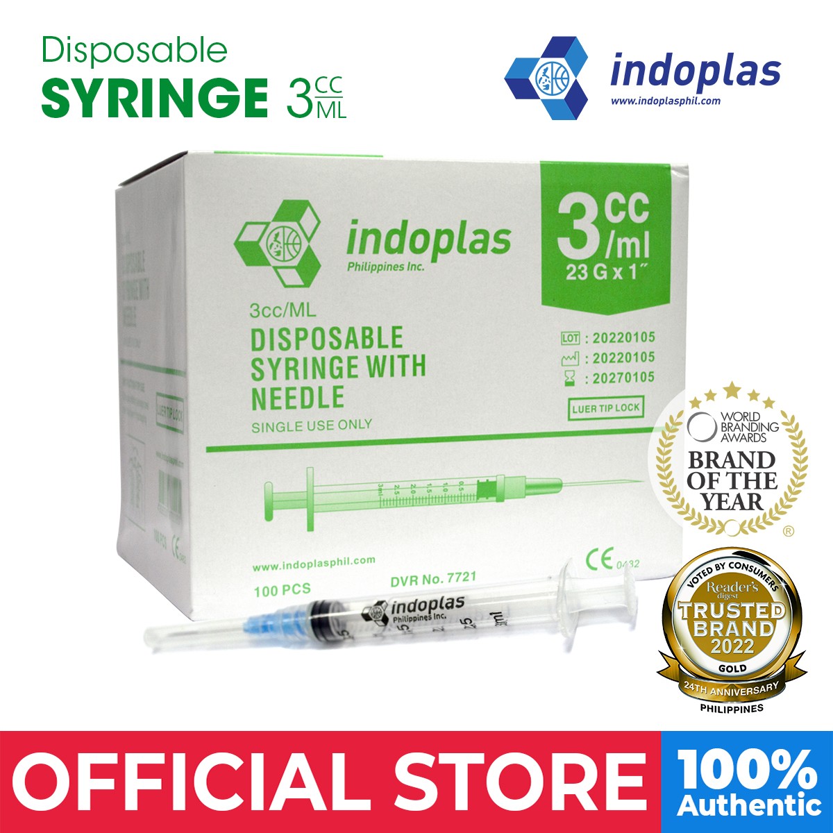 Indoplas 3cc Disposable Syringe Box of 100 Lazada PH