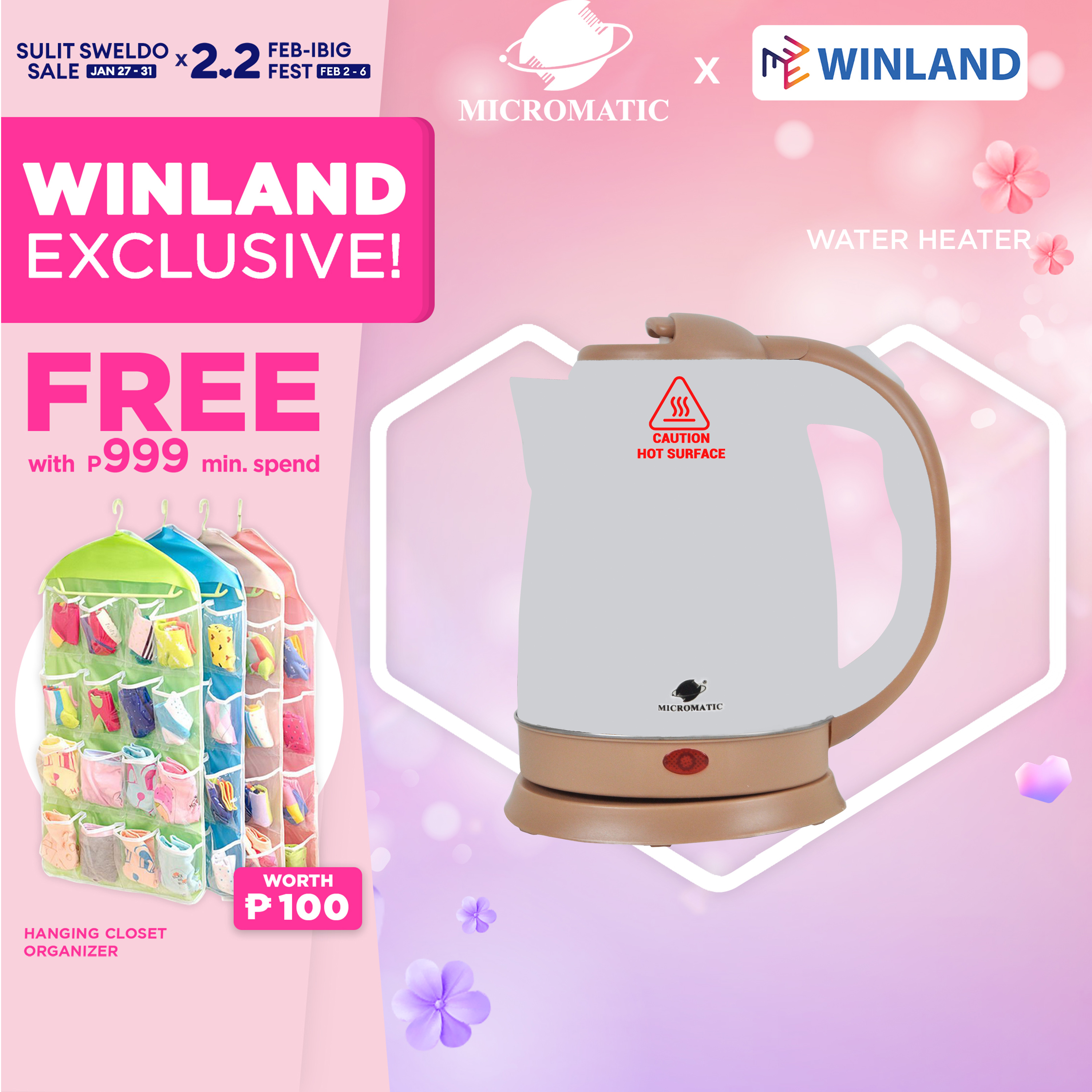MICROMATIC by Winland Portable Electric Kettle Water Heater 2L MCK
