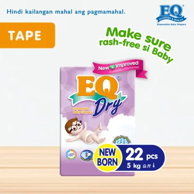 EQ Dry Travel Pack Newborn 22's - Tape Baby Diapers