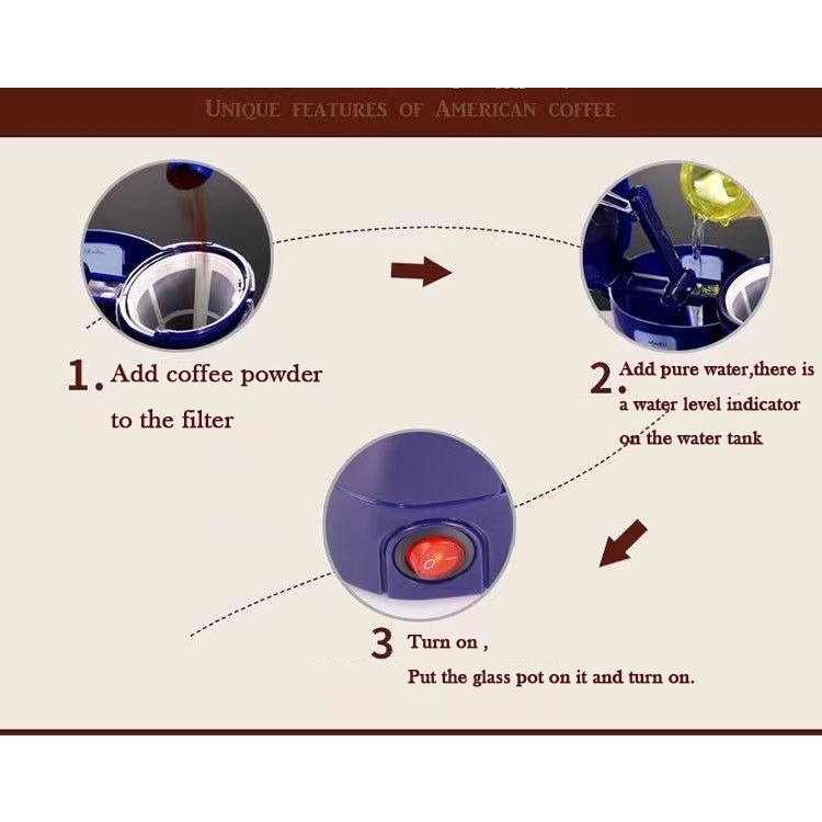 6RQoyjaI Coffee Maker Coffee Machine Office Portable Drip Filter Coffee Tea Cup Water Indicator