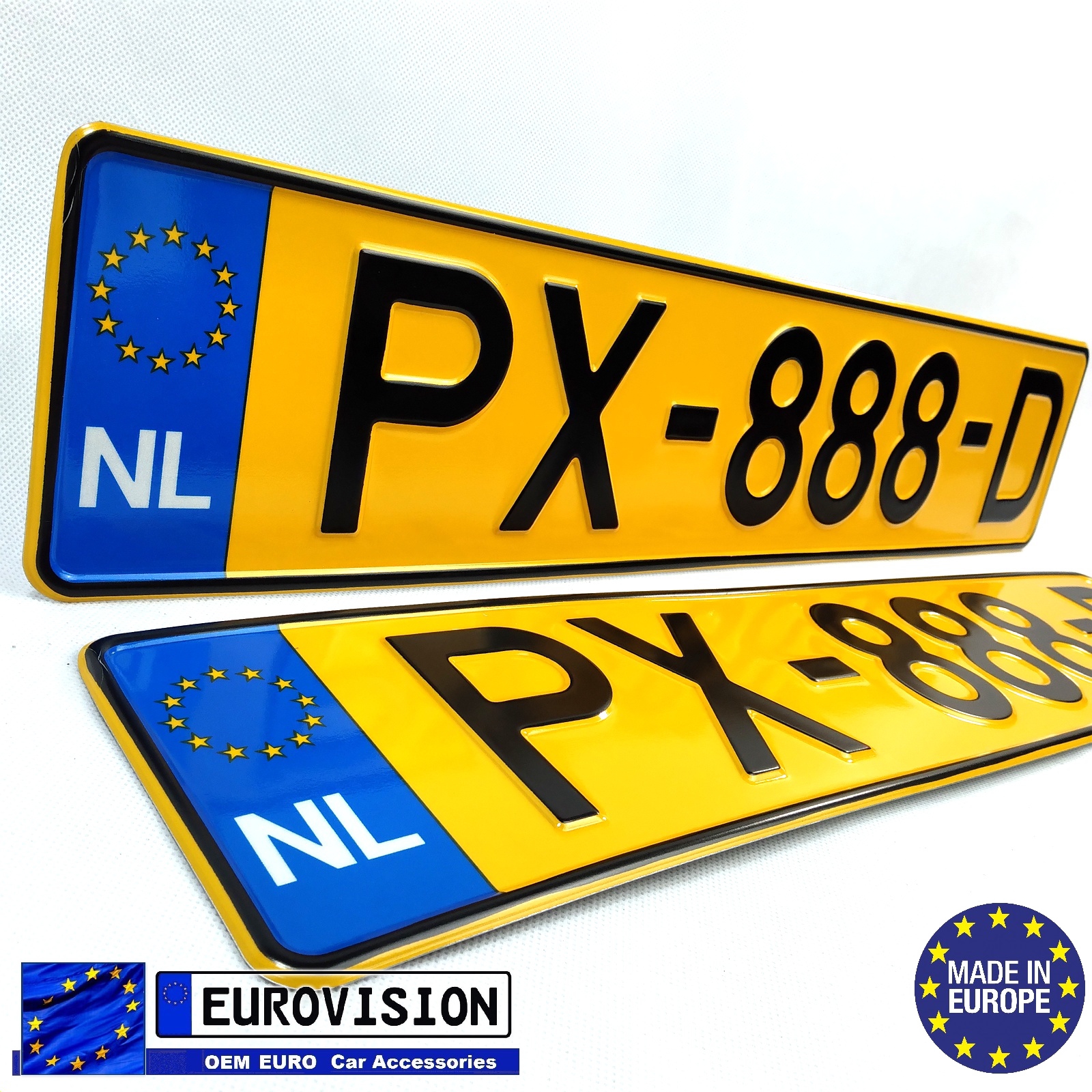 Netherlands Style Euro Plates Front & Rear Dutch Europlates 2 Pcs