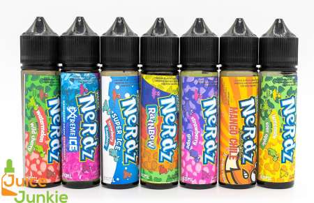 Nerdz Premium Vape E Juice - 7 Flavors, High VG, Low Strength
