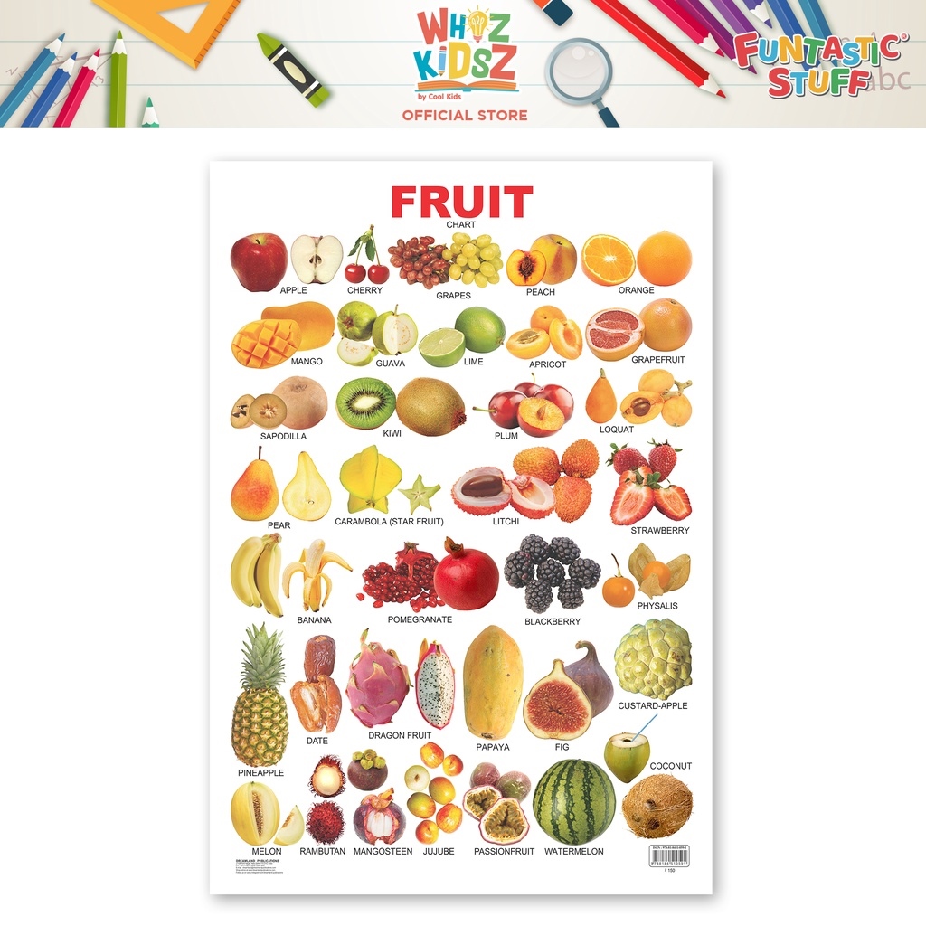 Whiz Kidsz Fruits Laminated Wall Chart Educational Chart for Kids ...