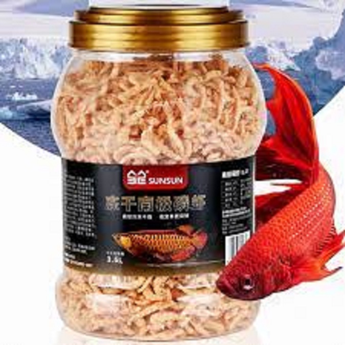 Sunsun 1 Liter FreezeDried Antartic Krill Shrimp For Arowana Fish Food