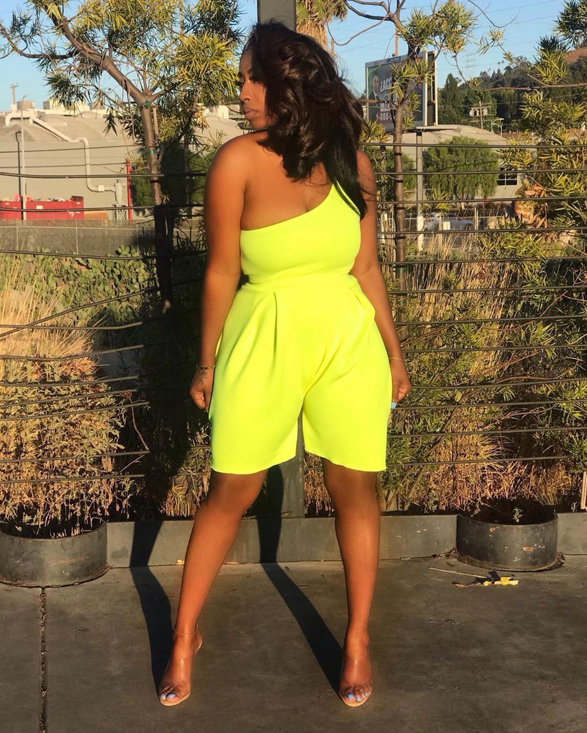 BKLD 2019 Summer New Fashion Neon Yellow Womens Rompers Jumpsuit Clubwear  Sexy One Shoulder Sleeveless Loose Short Jumpsuits | Lazada PH