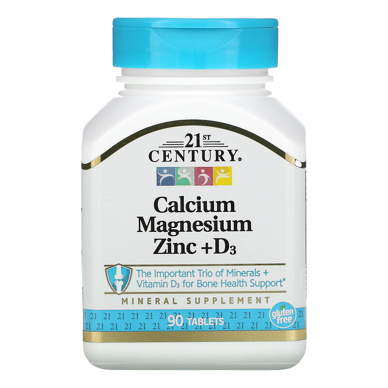 21st Century Calcium Magnesium Zinc D3 90 Tablets Food Supplement And