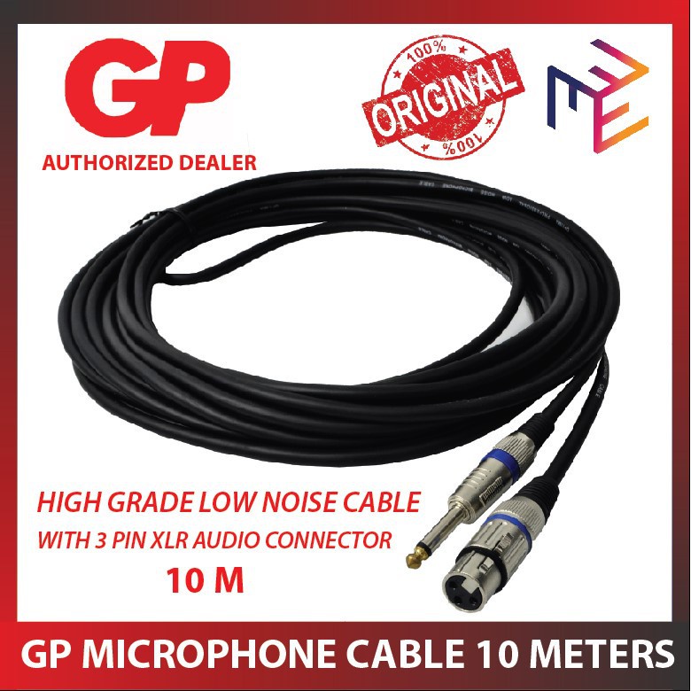 GP by Winland 10 meters High Grade Low Noise Microphone Wire Cable Cord