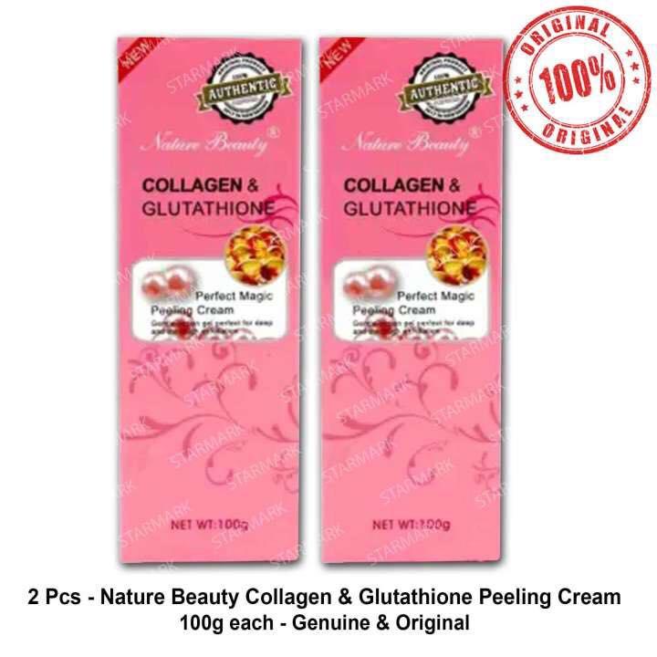 nature beauty collagen and glutathione peeling cream fake Bigpromotion shop ( Set of 2 Pcs ) Nature Beauty Collagen and Glutathione  Peeling Cream 100g 100 grams each Perfect Magic - - Genuine and Original
