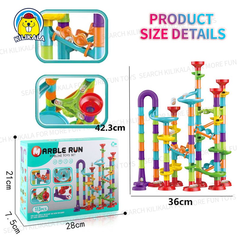 Marble Run Race Coaster Set Marble Run Railway Toys [ 113 Pieces ...