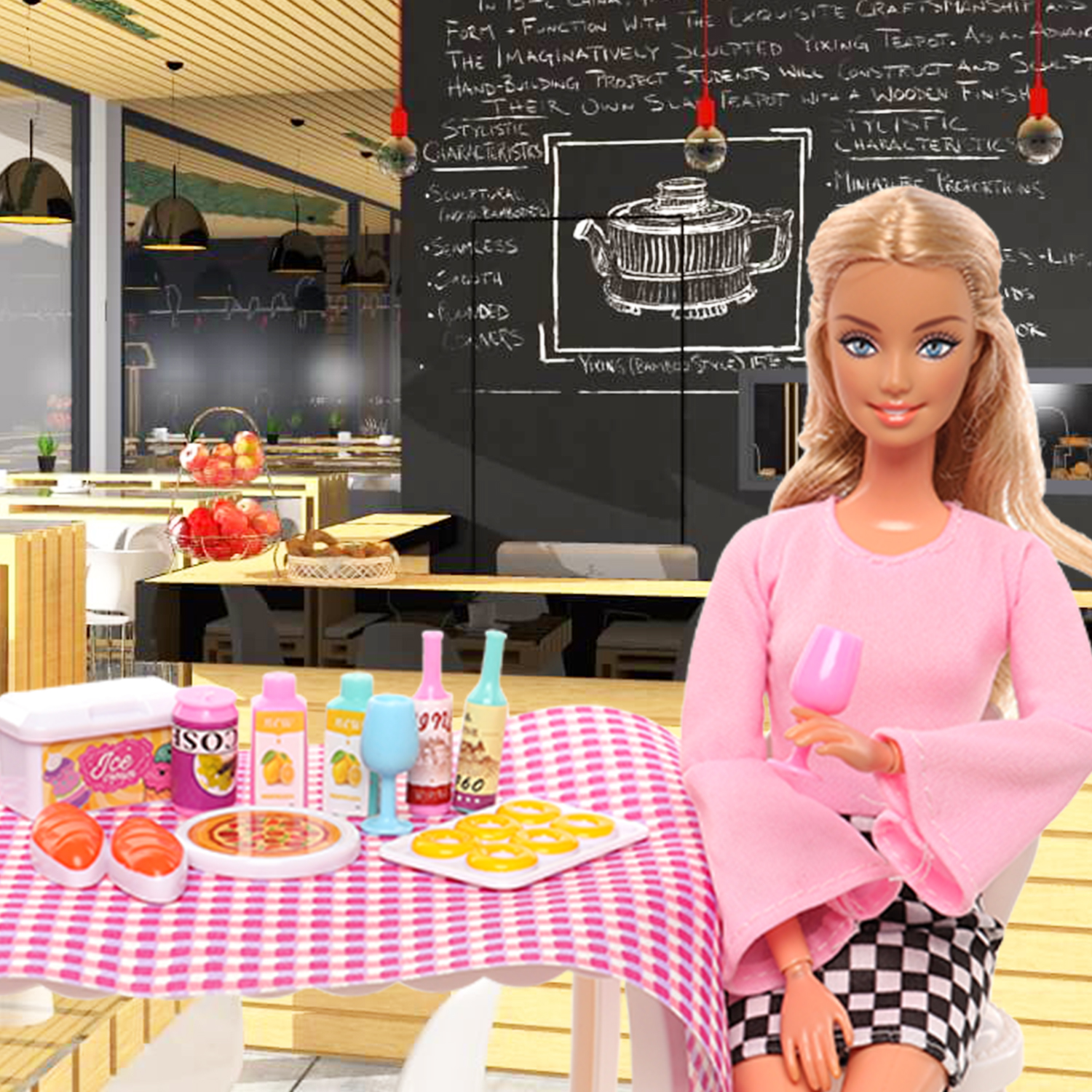 Barwa 33 items jogo de comida para barbie = 9 conjunto de