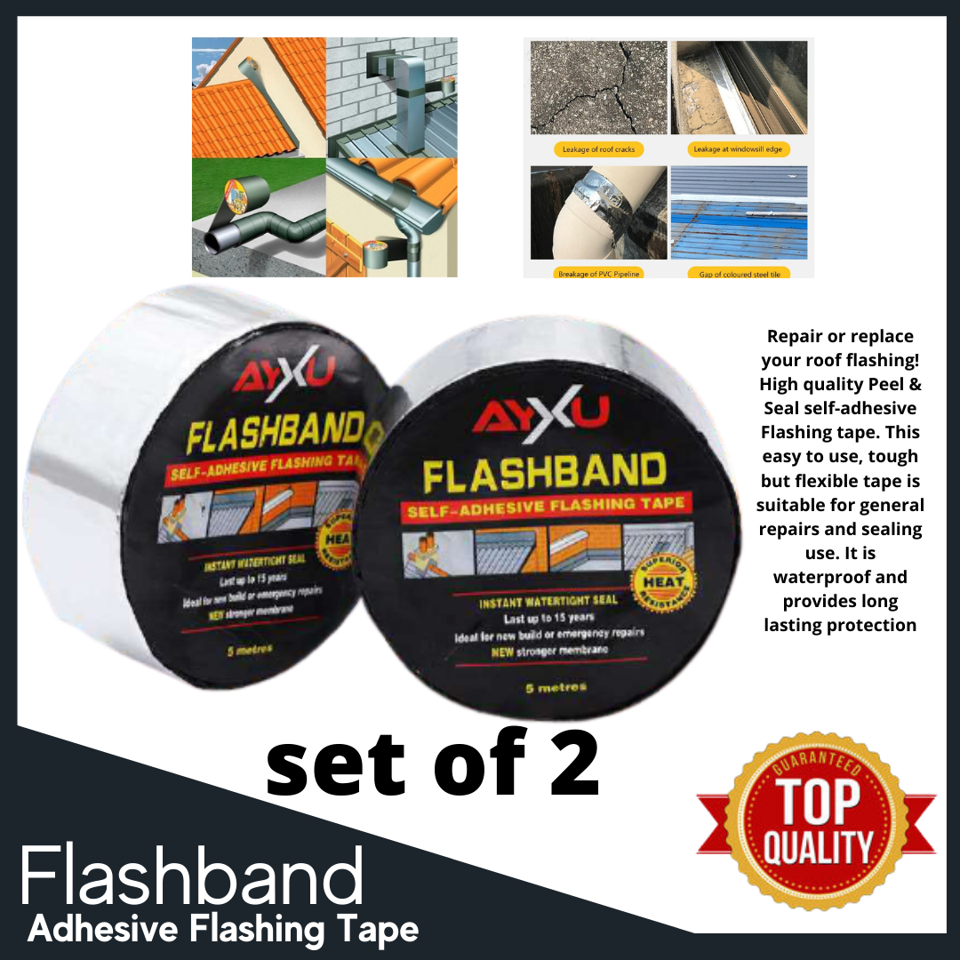 SET OF 2 Strong Adhesive Flashband Butyl Rubber Self Adhesive Flashing Tape Stop Leak Stick