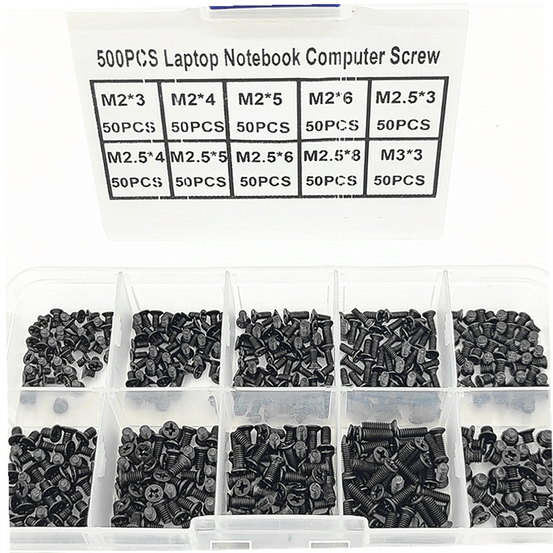 500Pcs M2 M2.5 M3 KM Screw Flat Head Phillips Screws Laptop Notebook Screws Set Kit for Computer Small Screw.
