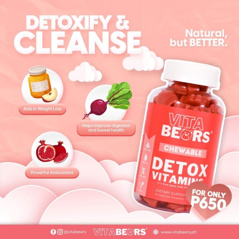 Vitabears Detox Apple Cider Vinegar Supplements Chewable Vitamin