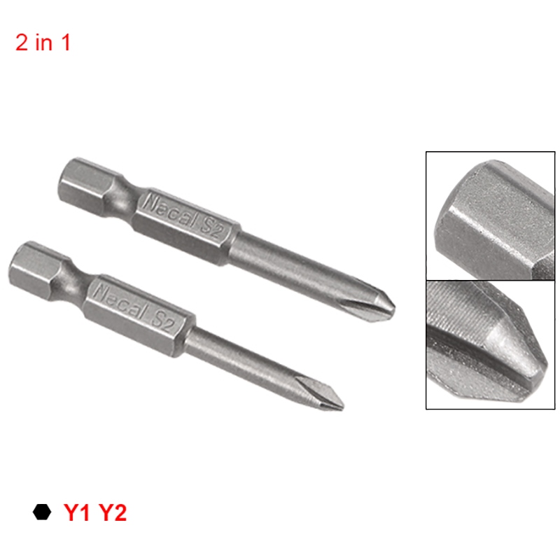 2pcs 1/4 Inch Hex Shank Y Type Screwdriver Kit Y1 Y2 Head