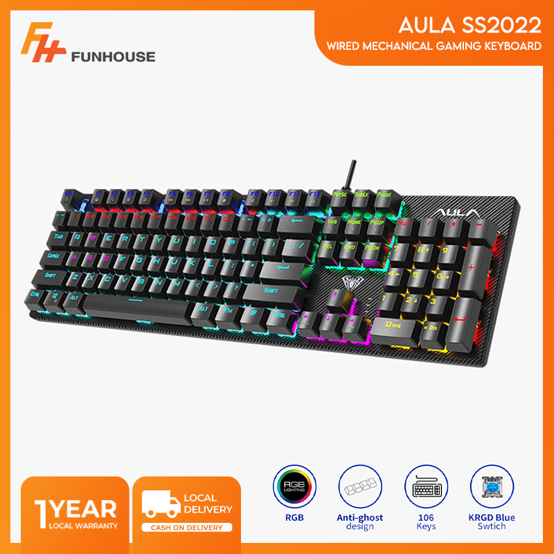 AULA S2022 Mechanical Gaming Keyboard, Marco Programming High and Low ...