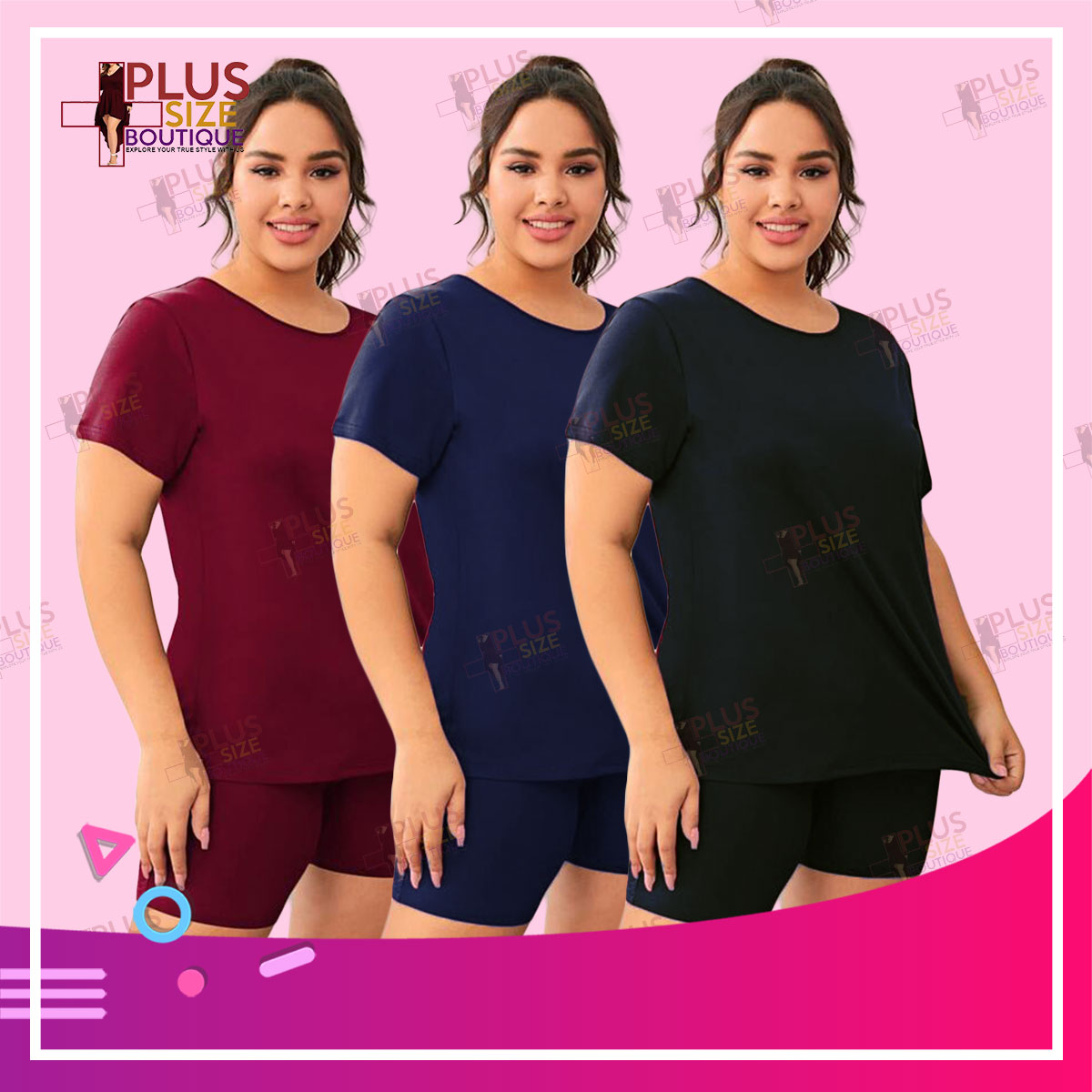 Plus Size T-shirt \u0026 Cycling Short Terno 