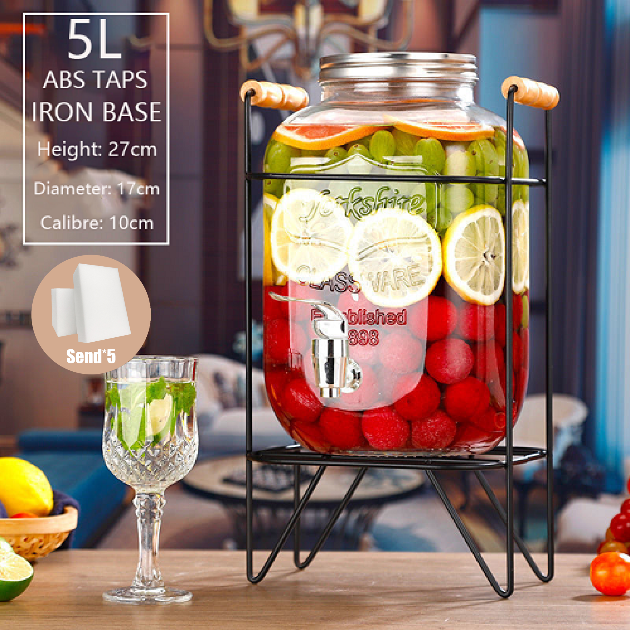 Beverage Bucket With Fauct 5L Glass Jar Party Juice Dispenser Glass Drink Beverage Dispenser With Tap And Stand 23 4L 5L 8L Juice Drink Glass Jar Dispenser With Stand And Faucet Water Jug With Faucet. | Lazada Ph