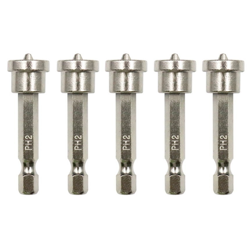 5Pcs Set Depth Stop Plasterboard Screws Locating Screwdriver Bits PH2 Hex Shank Drywall Dimpler Bits Drilling Bits Tools 25/50mm